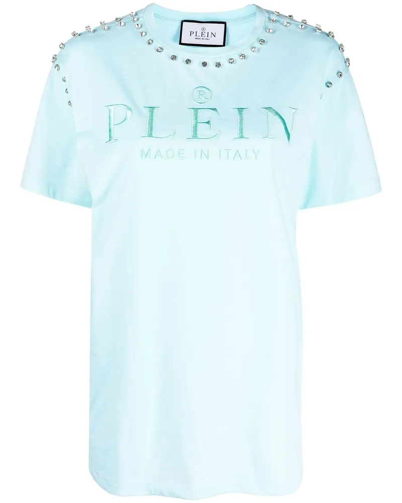 Philipp Plein T-Shirt mit Kristallen - Blau Blau