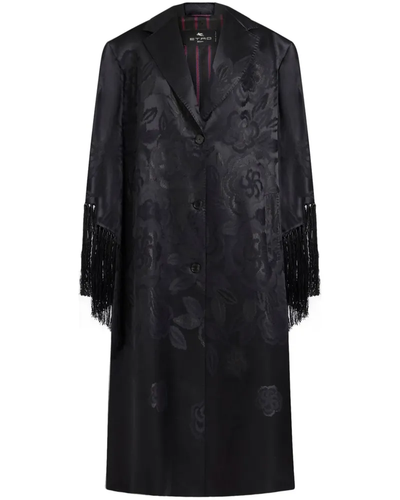Etro Jacquard-Mantel mit Fransen - Schwarz Schwarz