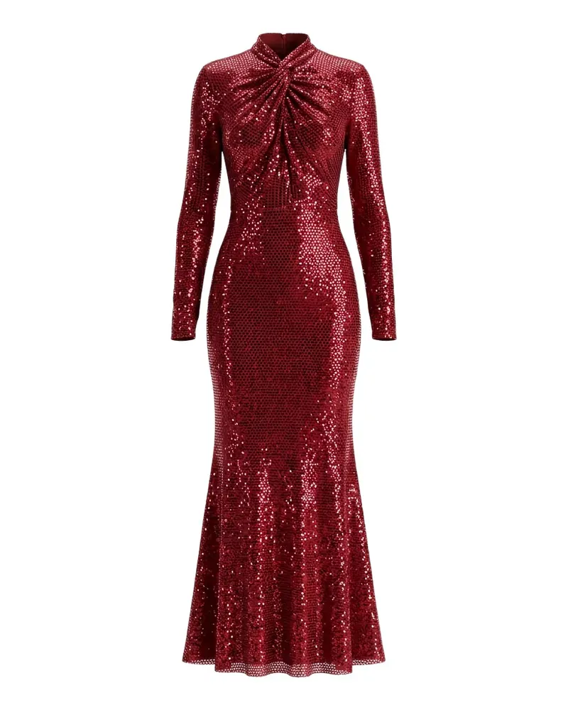 Self-Portrait Midikleid mit Strass - Rot Rot