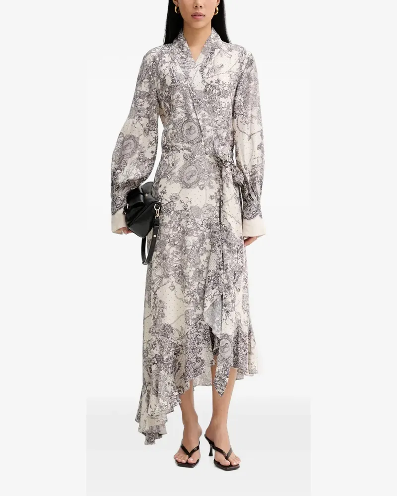 Blumarine Asymmetrisches Kleid mit Spitzen-Print - Nude Nude