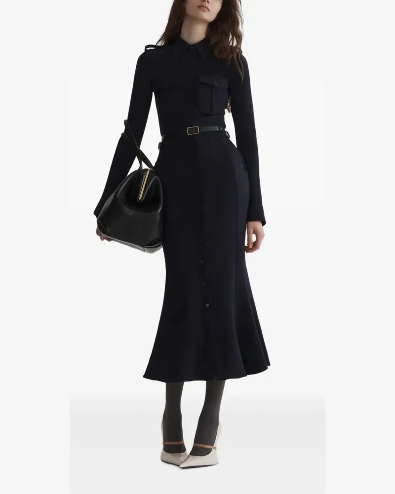 Thierry Mugler Hemdkleid im Military-Look - Blau Blau