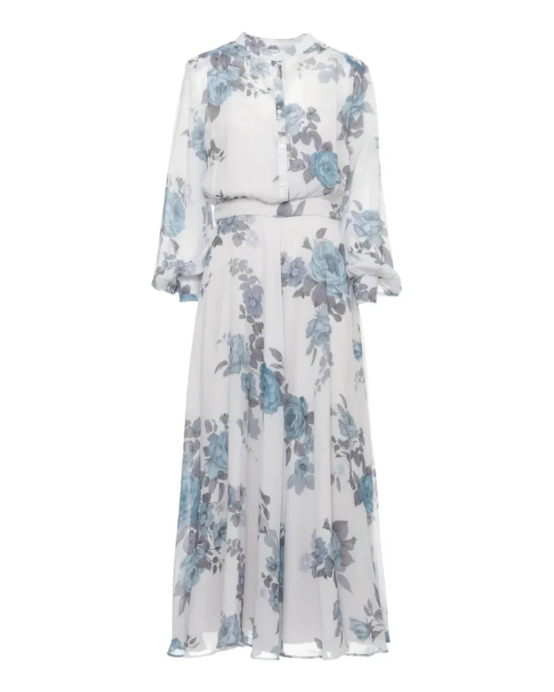 MARELLA MLLMASTRO floral-print button-up midi dress - Weiß Weiß