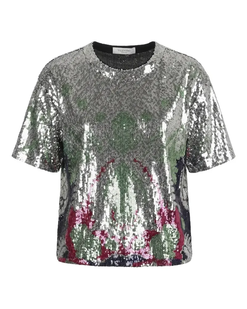 Valentino Garavani T-Shirt mit Pailletten - Silber Silber
