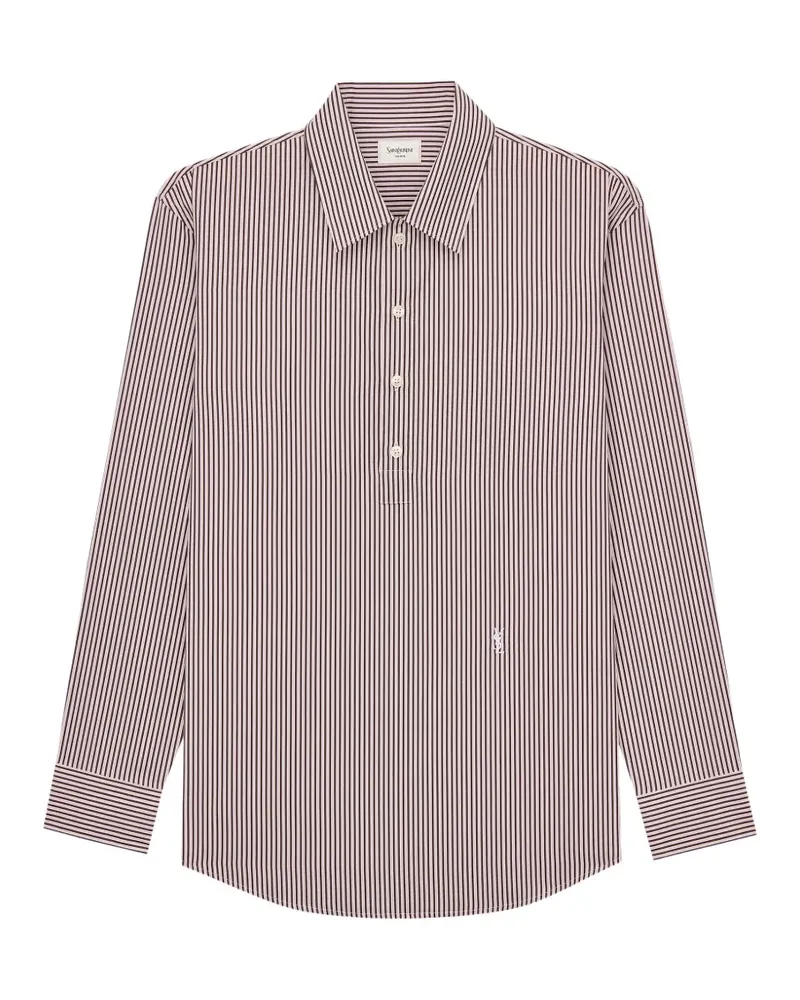 Saint Laurent Gestreiftes Cassandre Hemd - Weiß Weiß