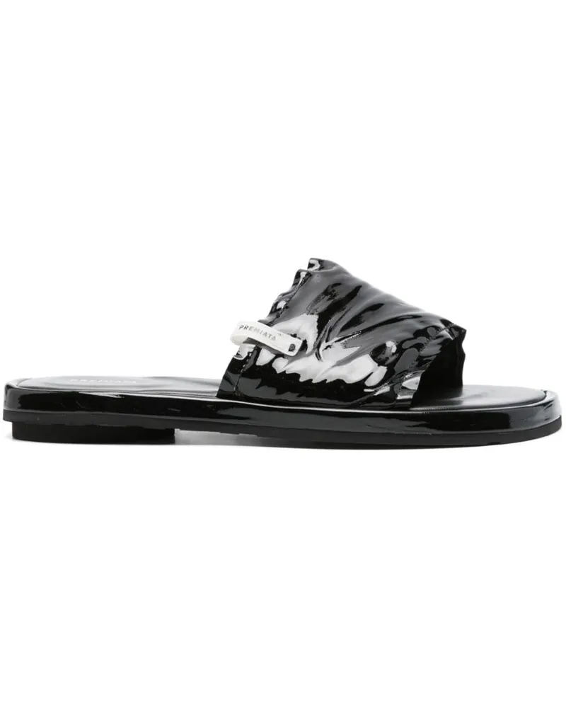 Premiata Pantoletten aus Lackleder - Schwarz Schwarz