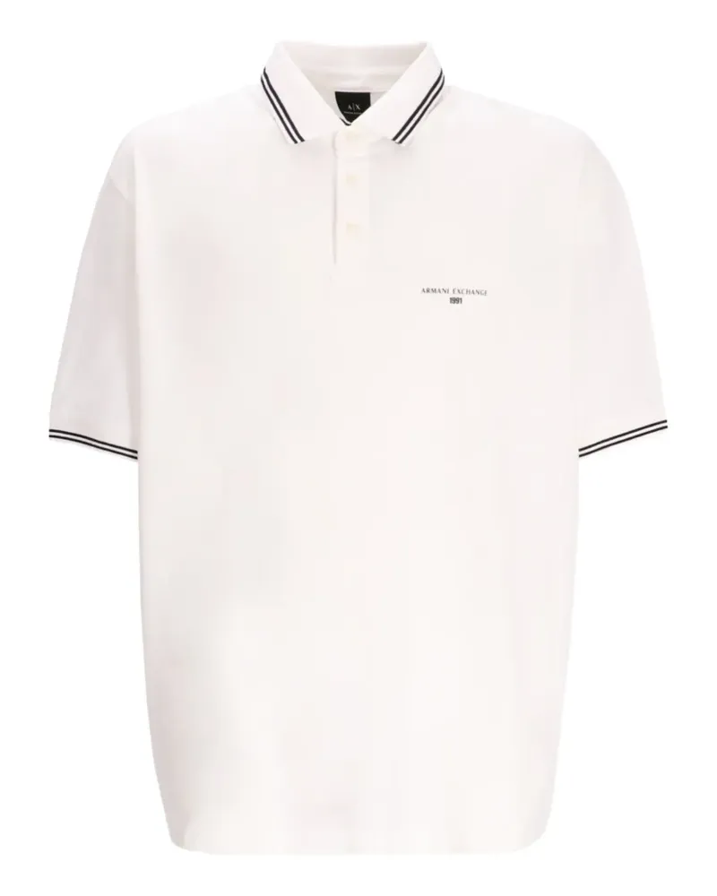 Armani Exchange Poloshirt mit Kontrastdetail - Weiß Weiß