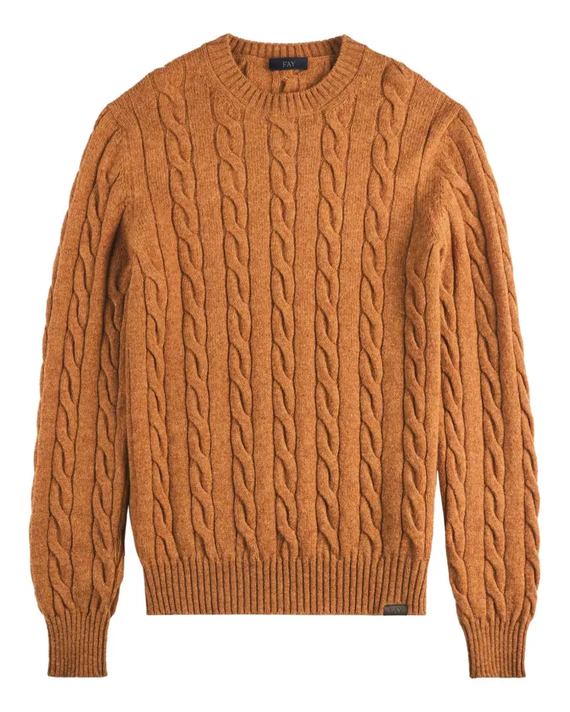 Fay cable-knit round-neck sweater - Orange Orange