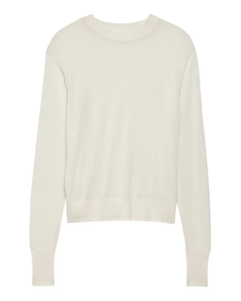 Another Tomorrow fine-knit long-sleeve top - Weiß Weiß