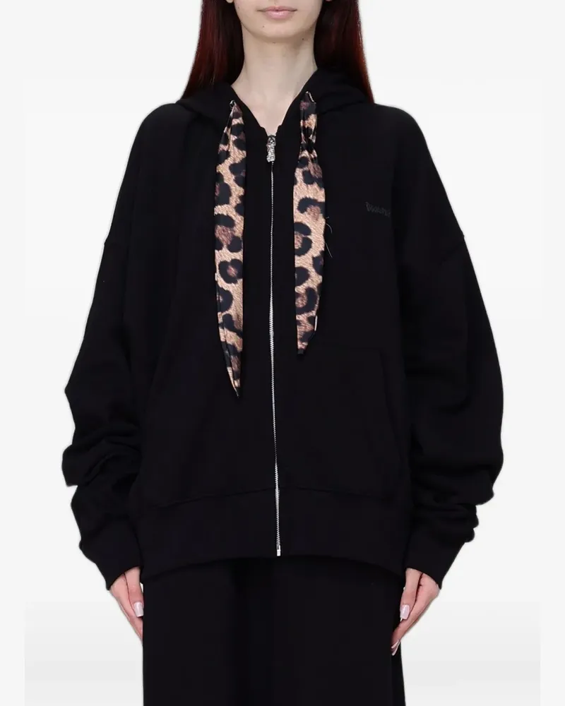 DISCLAIMER leopard-print drawstring hoodie - Schwarz Schwarz