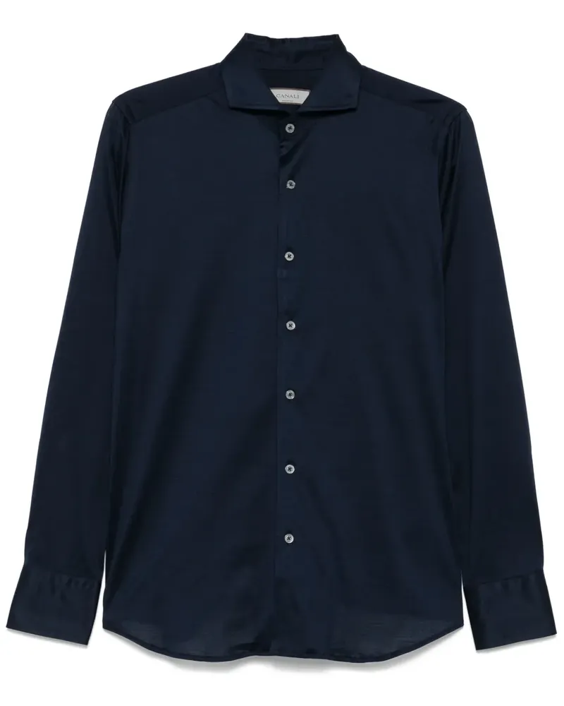Canali Klassisches Jerseyhemd - Blau Blau