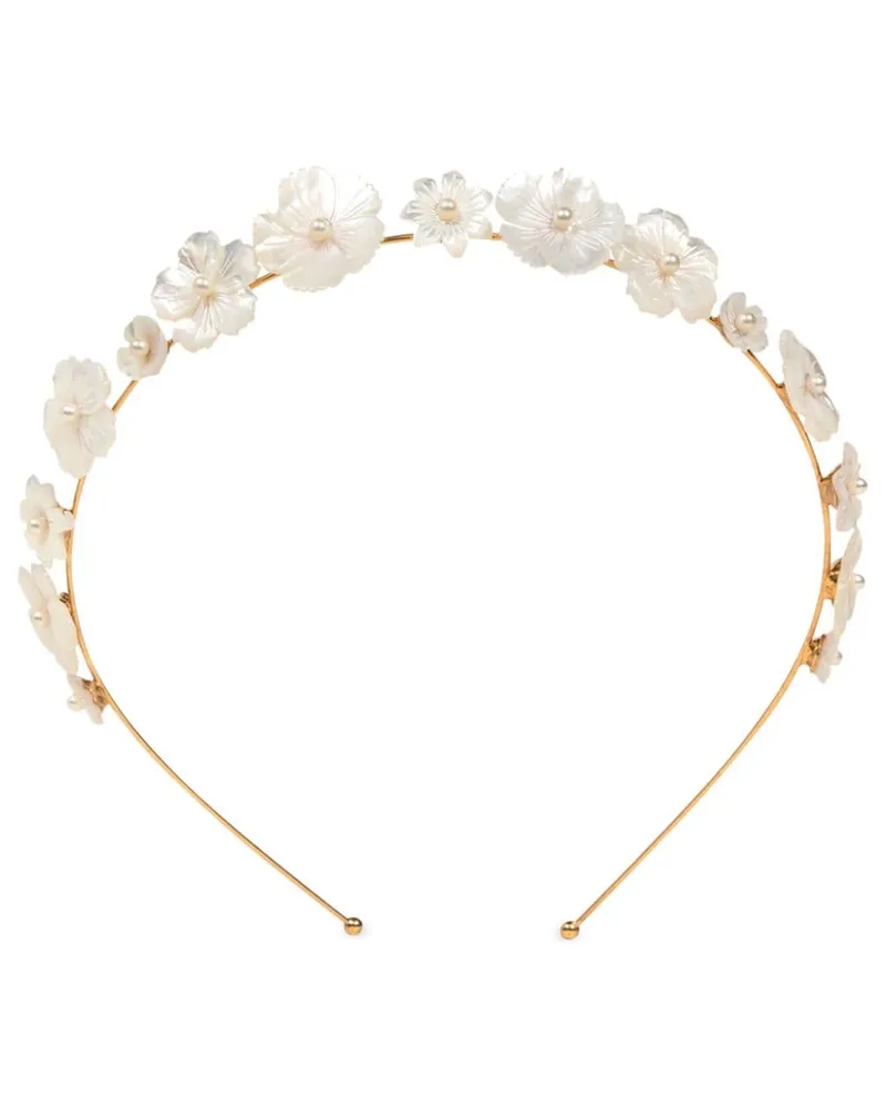 Jennifer Behr Jenna Haarreif mit Blumenapplikationen - Gold Gold