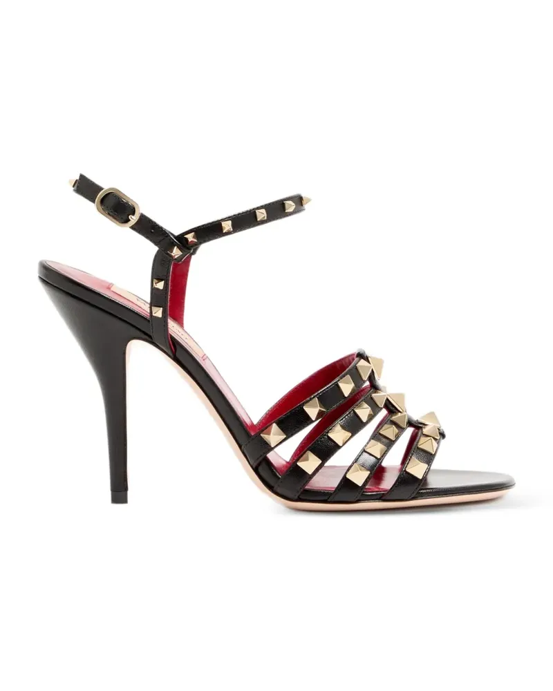 Valentino Garavani Rockstud Sandalen aus Ziegenleder 100mm - Schwarz Schwarz