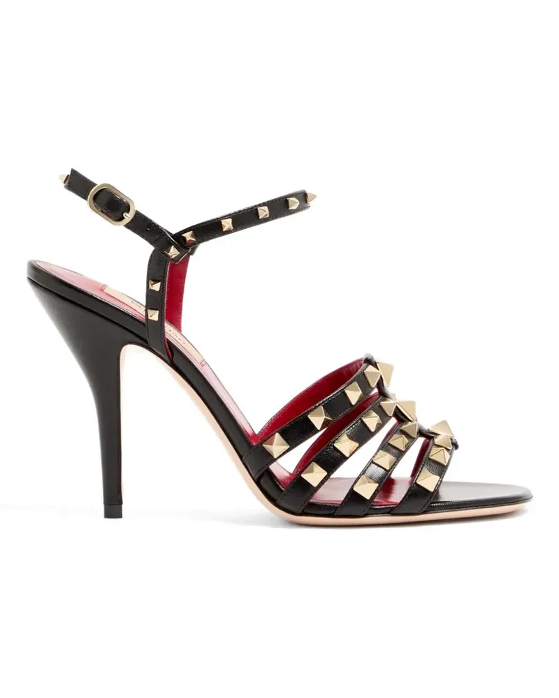 Valentino Garavani Rockstud Sandalen aus Ziegenleder 100mm - Schwarz Schwarz