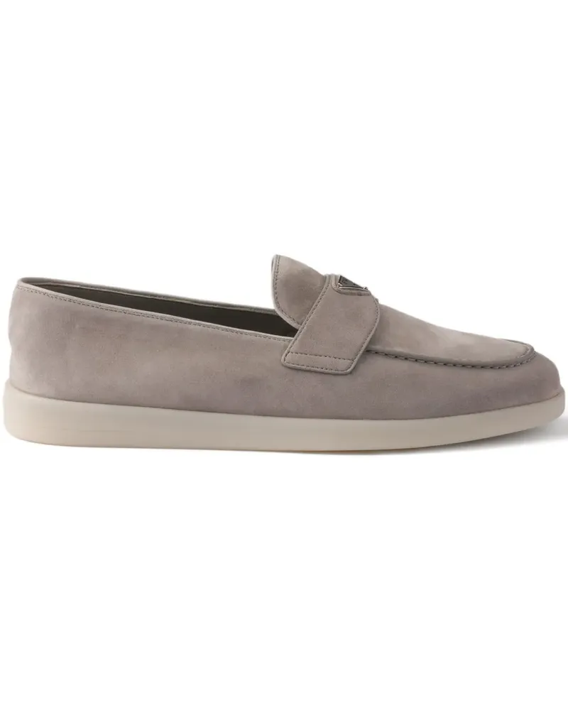 Prada Loafer aus Wildleder mit Logo - Grau Grau