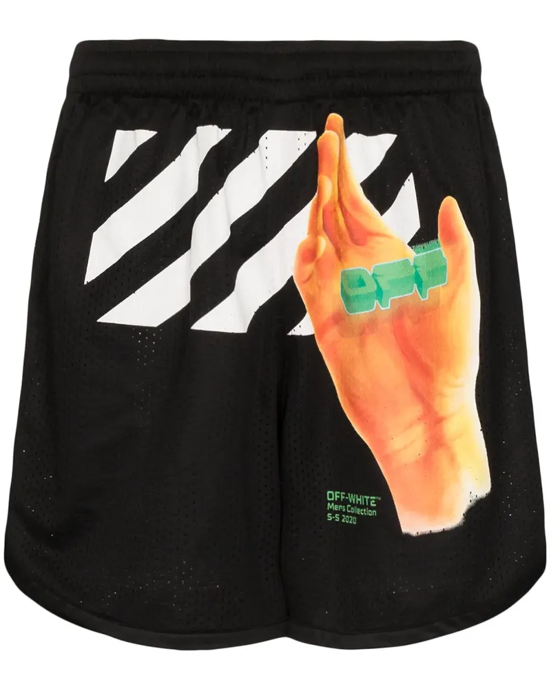 OFF-WHITE Joggingshorts mit Hand-Logo - Schwarz Schwarz