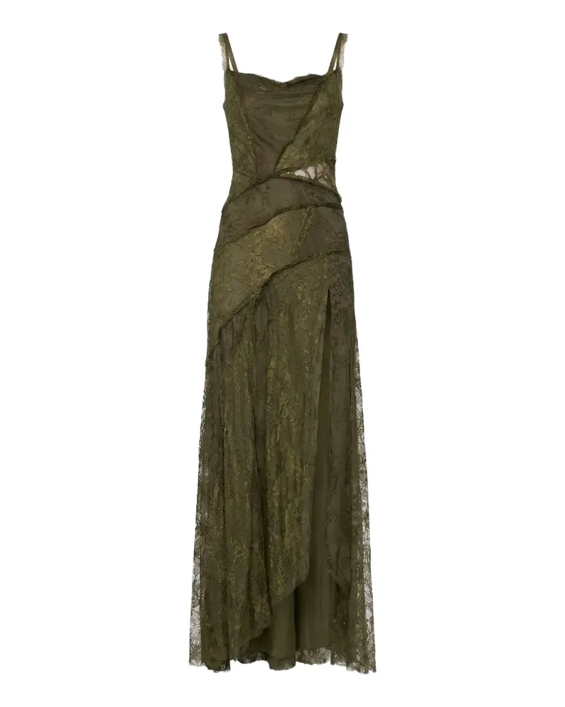 Blumarine floral-lace panelled maxi dress - Grün Grün