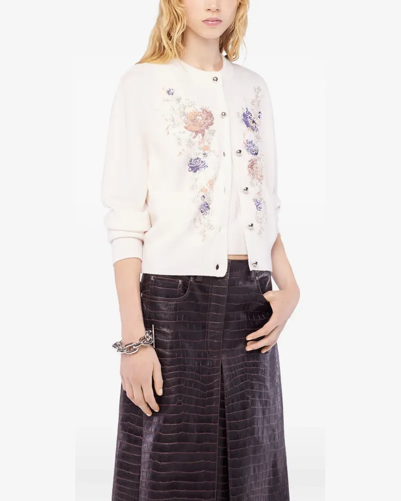 Paco Rabanne floral-embroidered cardigan - Braun Braun