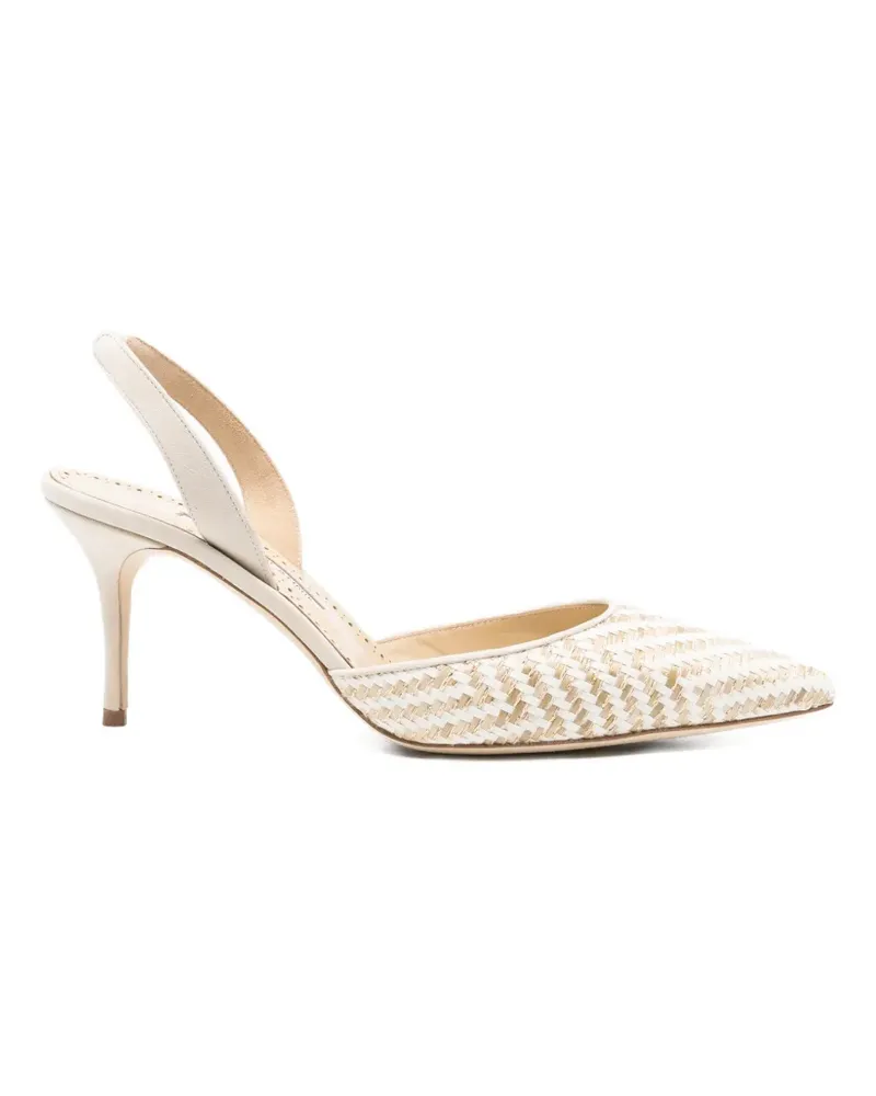Manolo Blahnik Carolyne Pumps mit Raffiabast-Effekt - Nude Nude