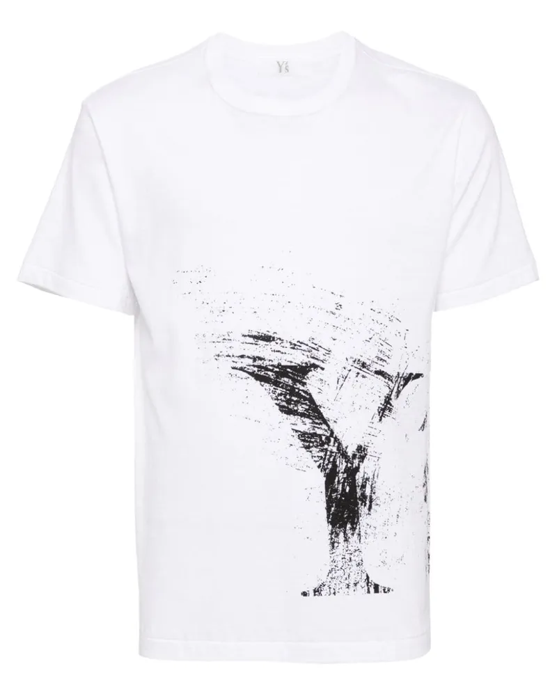 Yohji Yamamoto T-Shirt mit grafischem Print Weiß