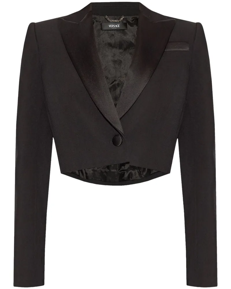 Versace Cropped-Blazer mit Logo - Schwarz Schwarz