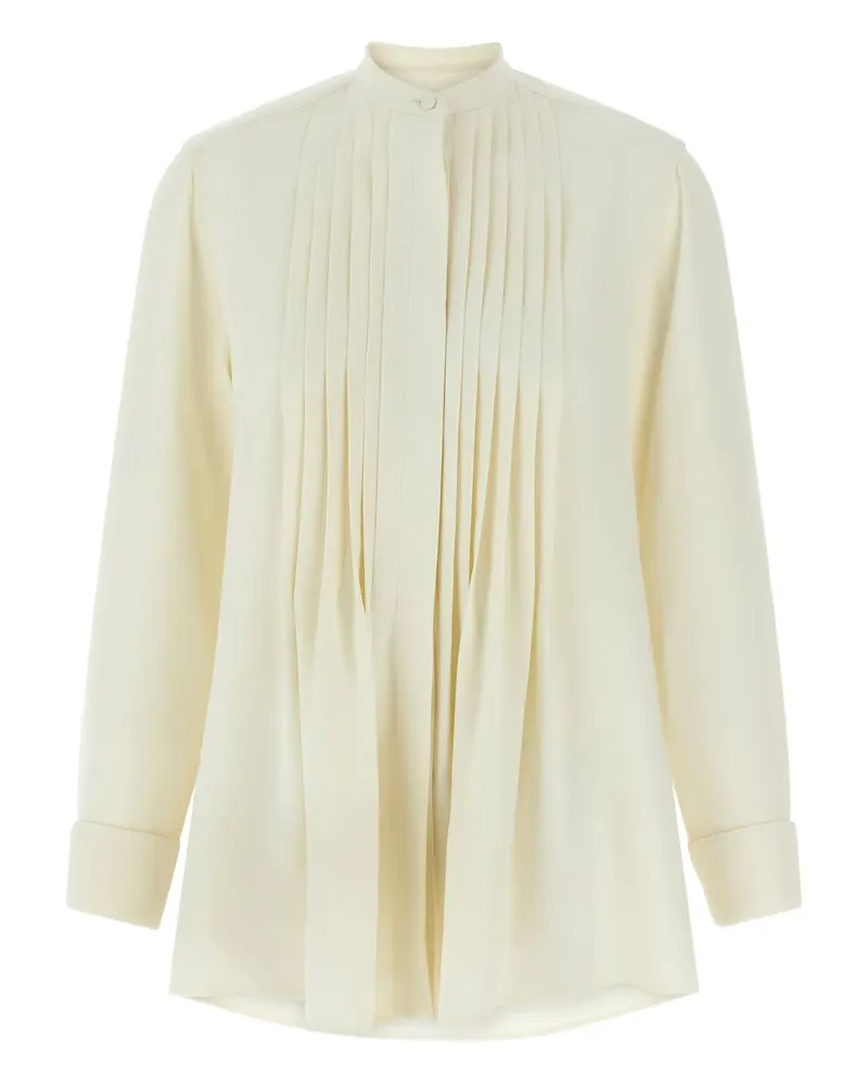 Brioni pleated plastron shirt - Weiß Weiß