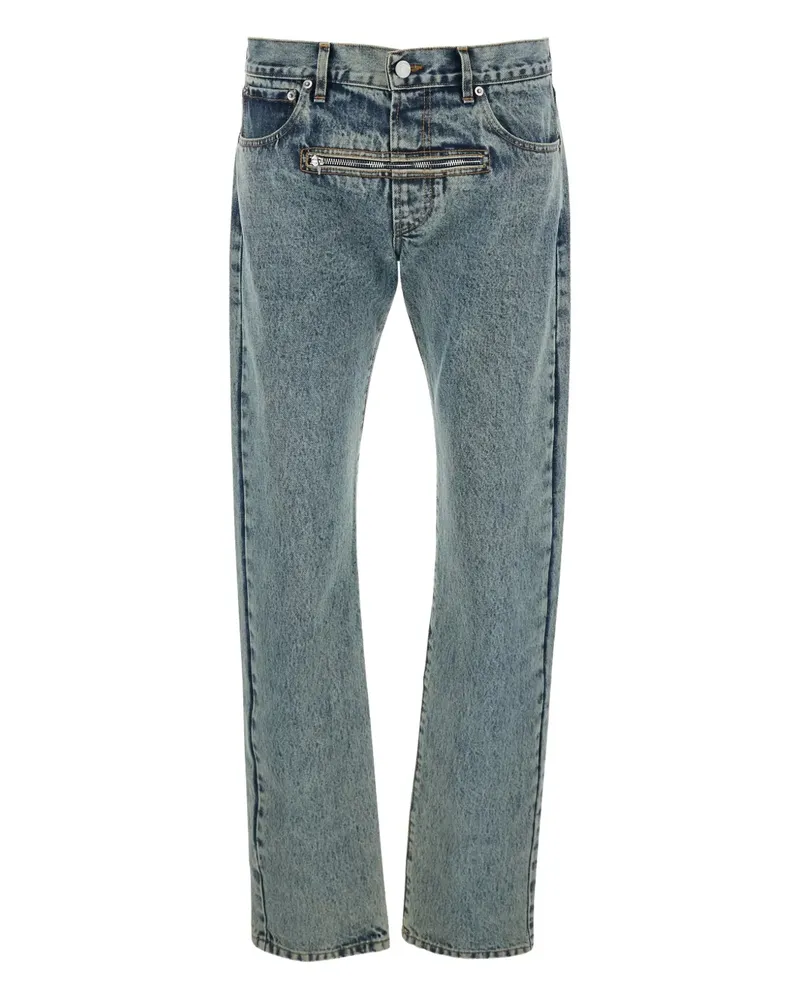 JORDANLUCA zip-pocket logo-patch jeans - Blau Blau