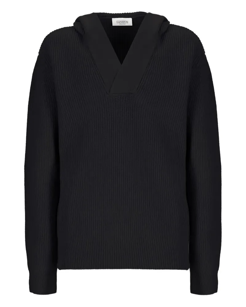 Laneus Gerippter Hoodie - 110 NERO/BLACK 110