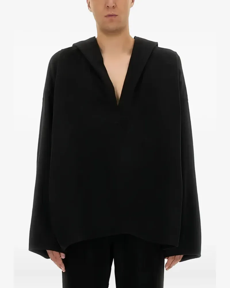 Rick Owens V-neck hoodie - Schwarz Schwarz