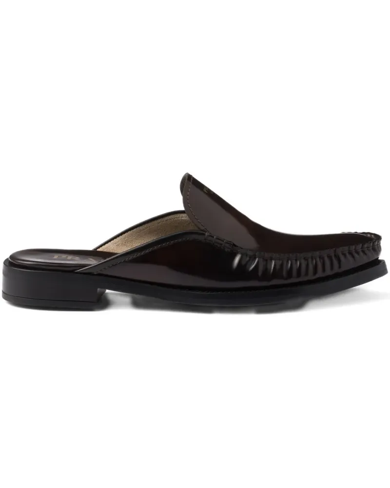Prada Mules mit Logo-Schild - Braun Braun