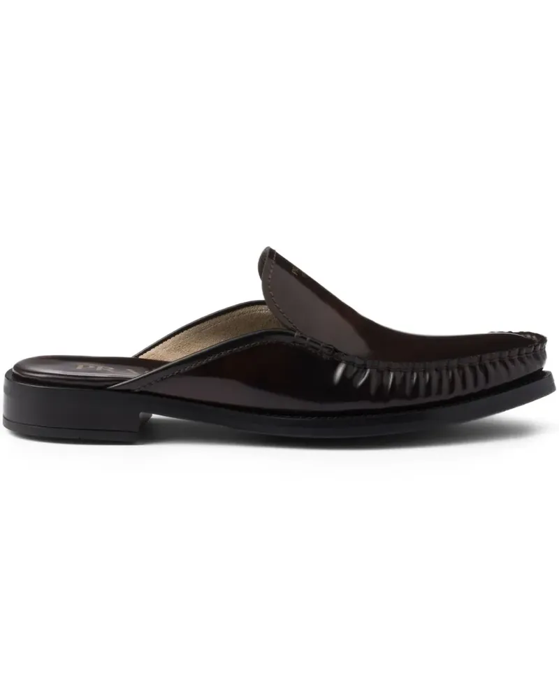 Prada Mules mit Logo-Schild - Braun Braun