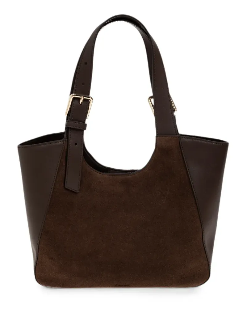 Furla suede-panel leather shoulder bag - Braun Braun