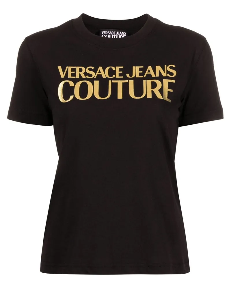 Versace Jeans T-Shirt mit Logo-Print Schwarz