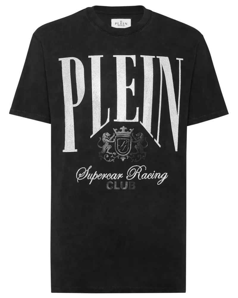 Philipp Plein Strass Cars Racing T-Shirt - Schwarz Schwarz