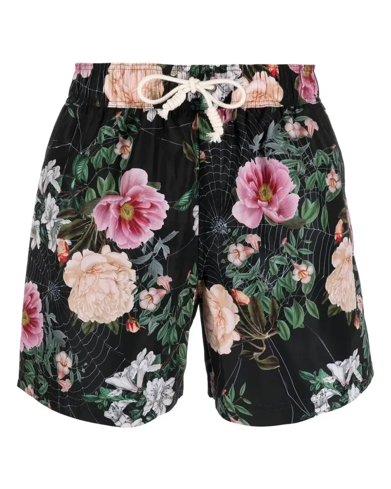 Palm Angels Spring Badeshorts mit Blumen-Print - Schwarz Schwarz