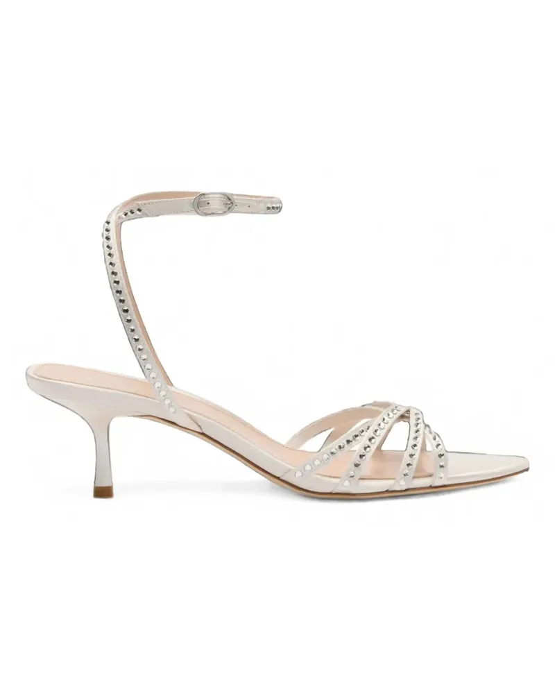 Stuart Weitzman Sandalen aus Satin mit Kristallen - Weiß Weiß