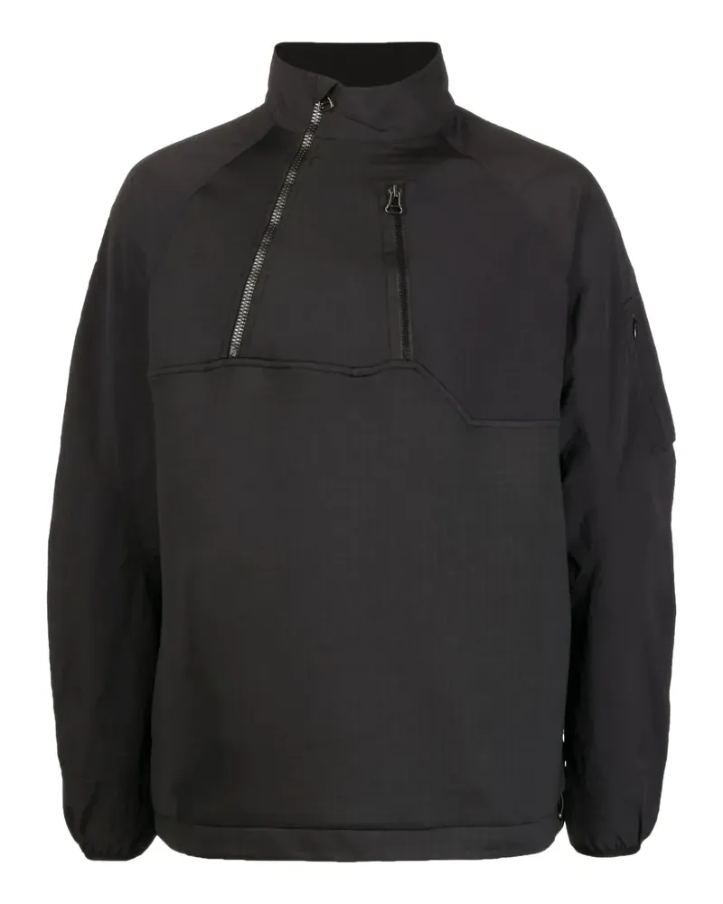 maharishi Sweatshirt mit diagonalem Reißverschluss - Schwarz Schwarz