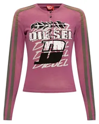 Diesel Langarmshirt mit Logo-Print Rosa