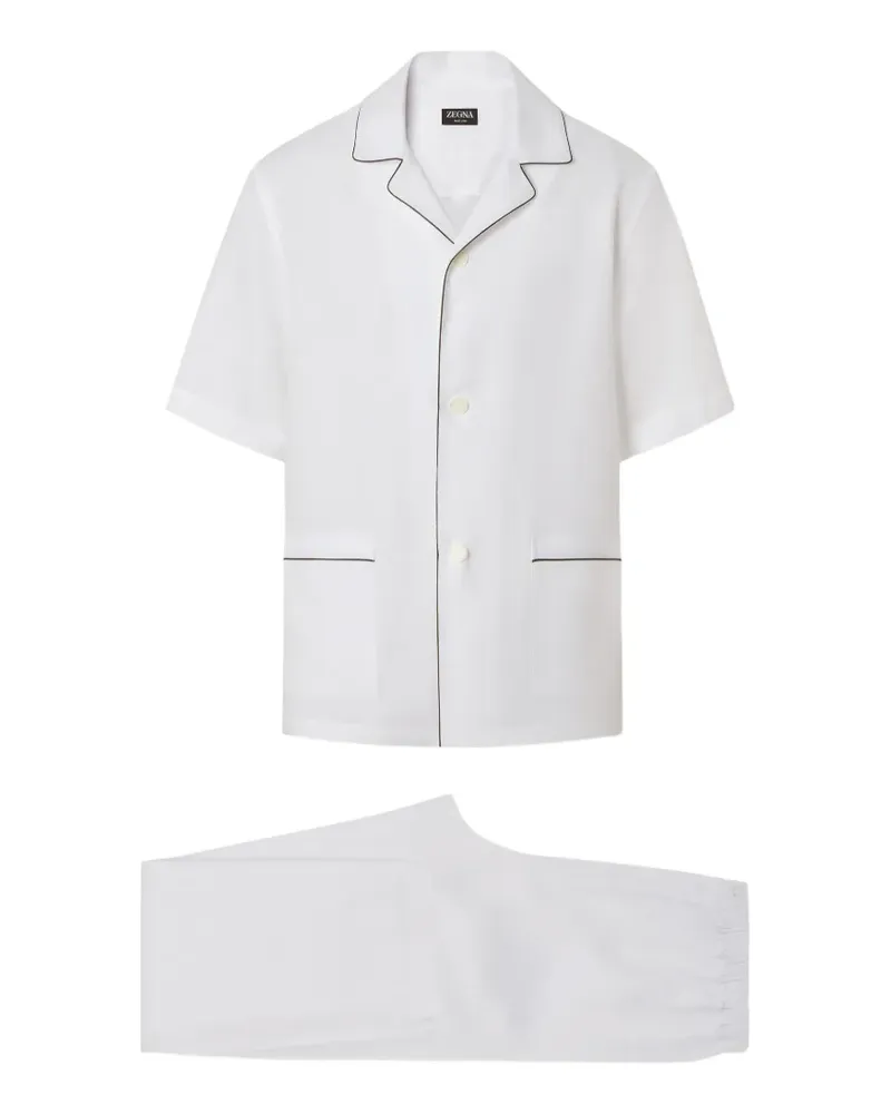 Ermenegildo Zegna Oasi Lino Pyjama mit Paspeln - Weiß Weiß