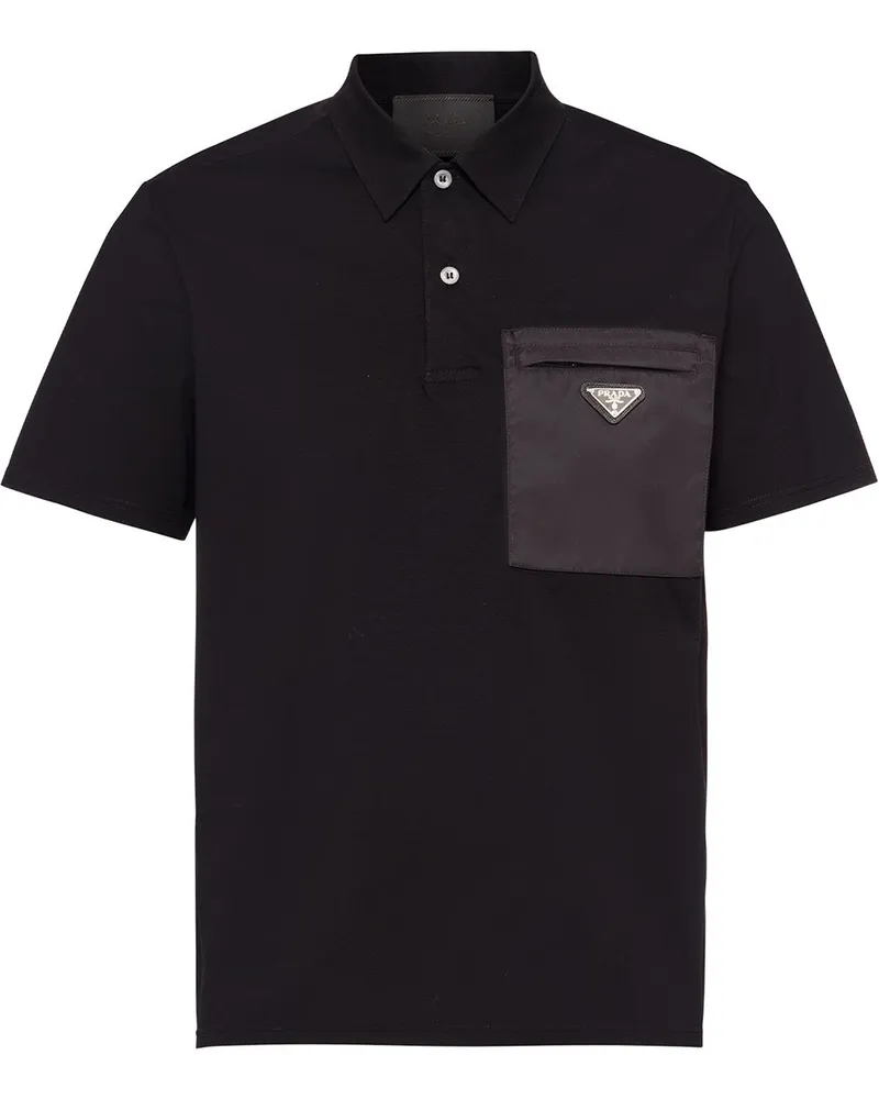 Prada Poloshirt mit Logo-Schild - Schwarz Schwarz