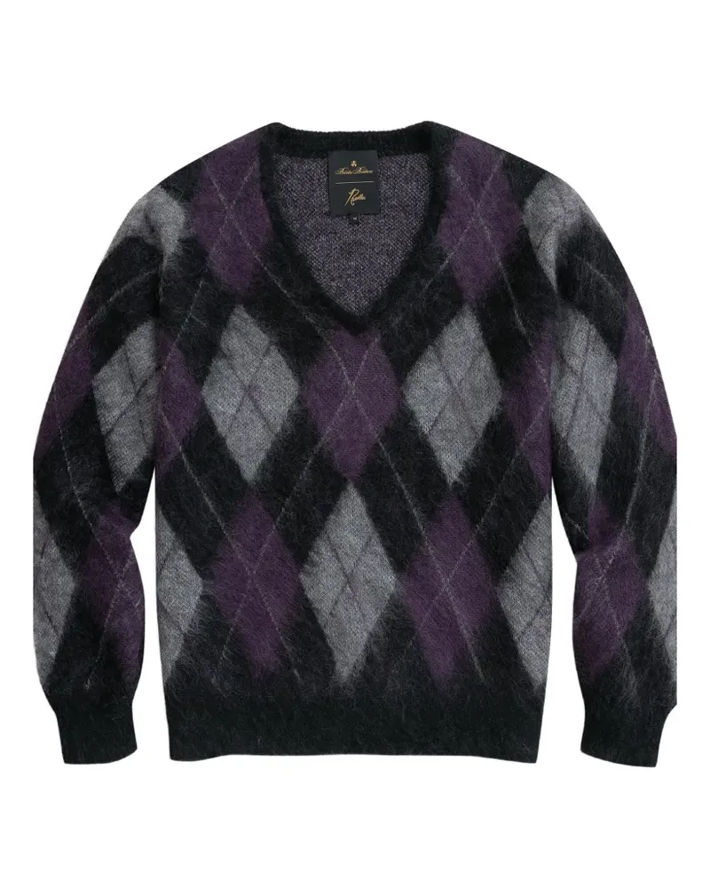 Brooks Brothers x Needles Pullover mit V-Ausschnitt und Argyle-Muster - Schwarz Schwarz