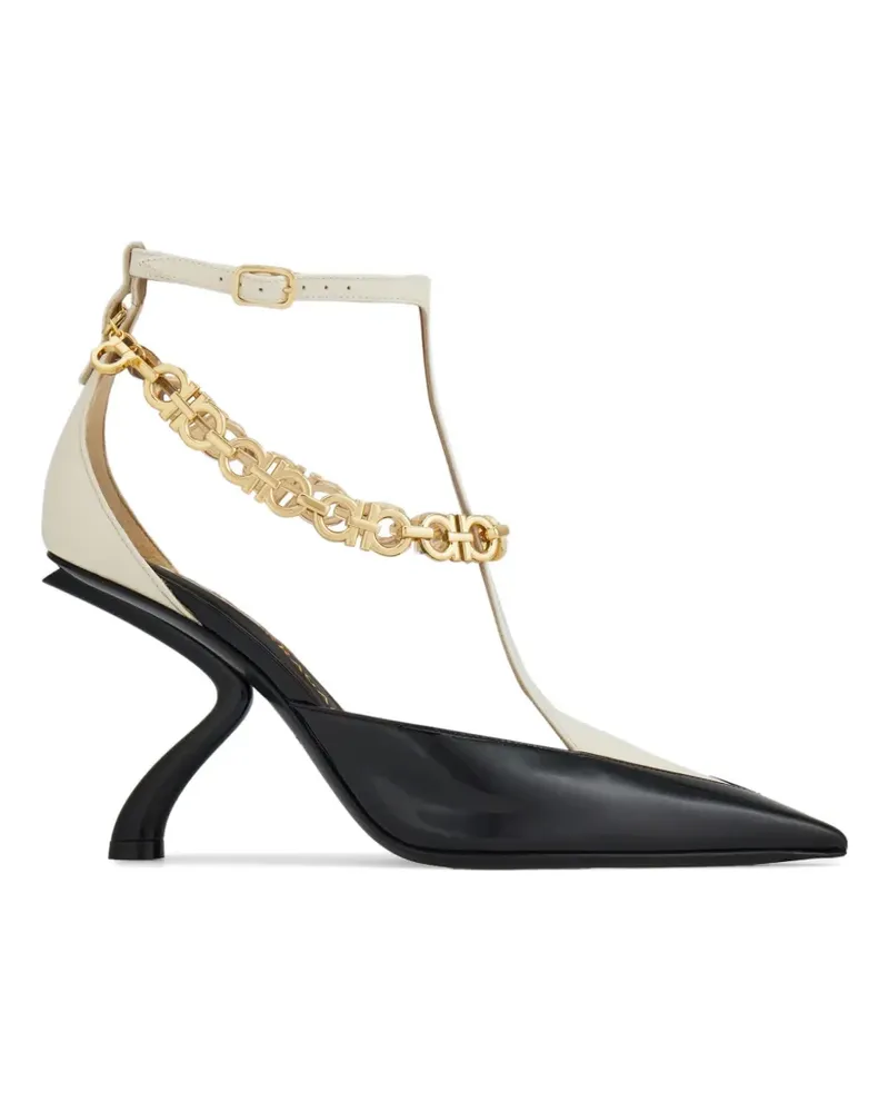 Ferragamo Pumps mit S-förmigem Absatz und Gancini-Kette - Schwarz Schwarz