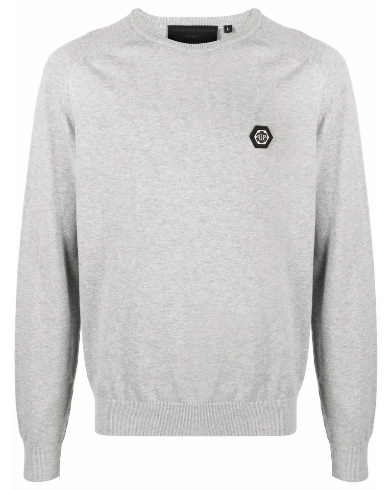 Philipp Plein Pullover mit Logo-Patch - Grau Grau