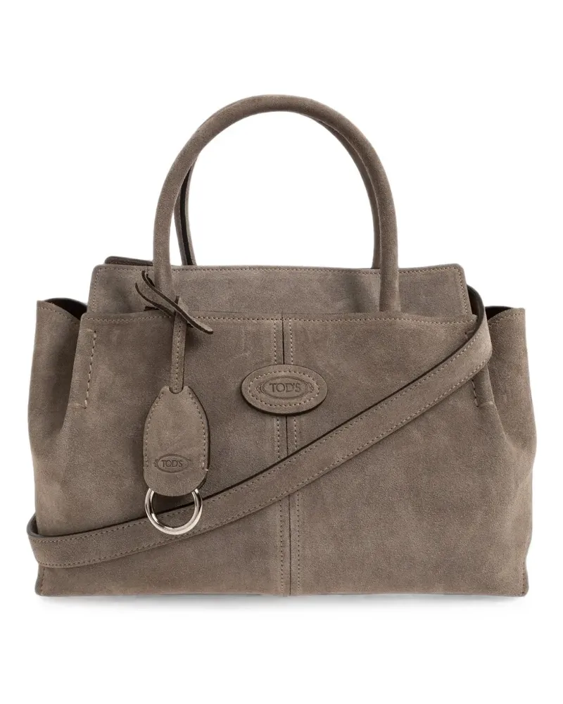 TOD'S shopping bag in suede small - Grau Grau