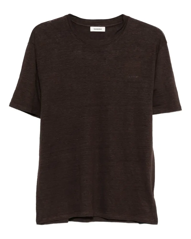 Sandro T-Shirt mit rundem Ausschnitt - Braun Braun