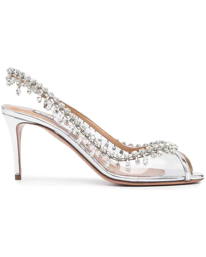 Aquazzura Verzierte Peeptoe-Pumps - Silber Silber
