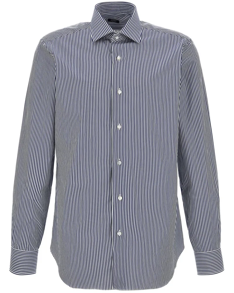 BARBA Gestreiftes Hemd - Blau Blau