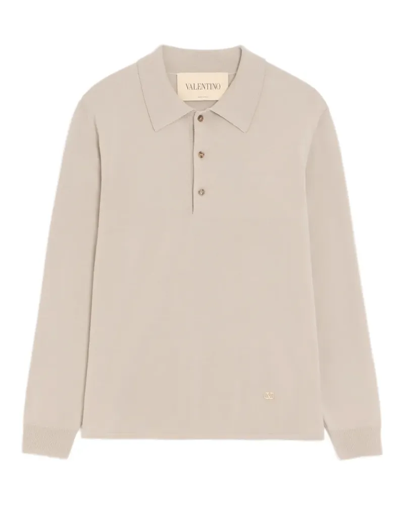 Valentino Garavani wool polo shirt with VLogo - Nude Nude