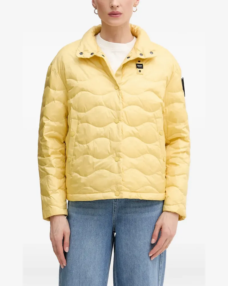 Blauer Gesteppte Lamartine Jacke mit Wellensteppung - Gelb Gelb