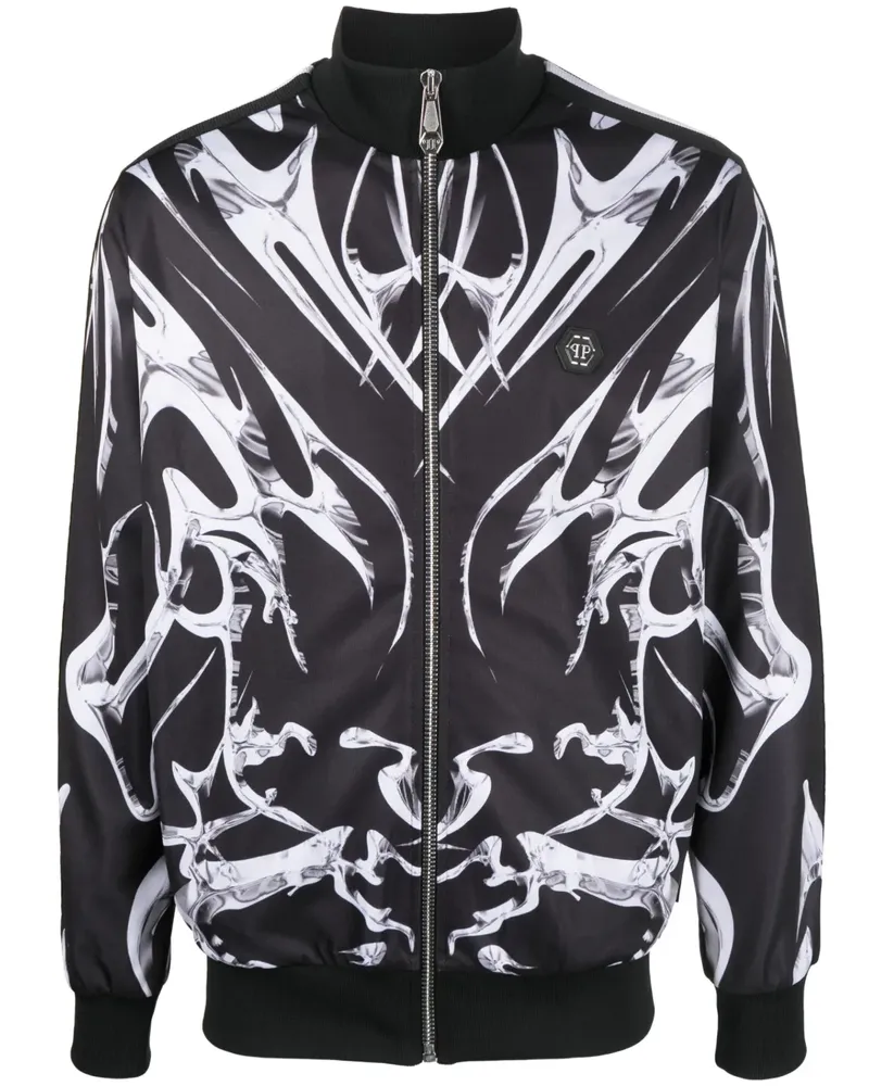Philipp Plein Jacke mit grafischem Print - Schwarz Schwarz