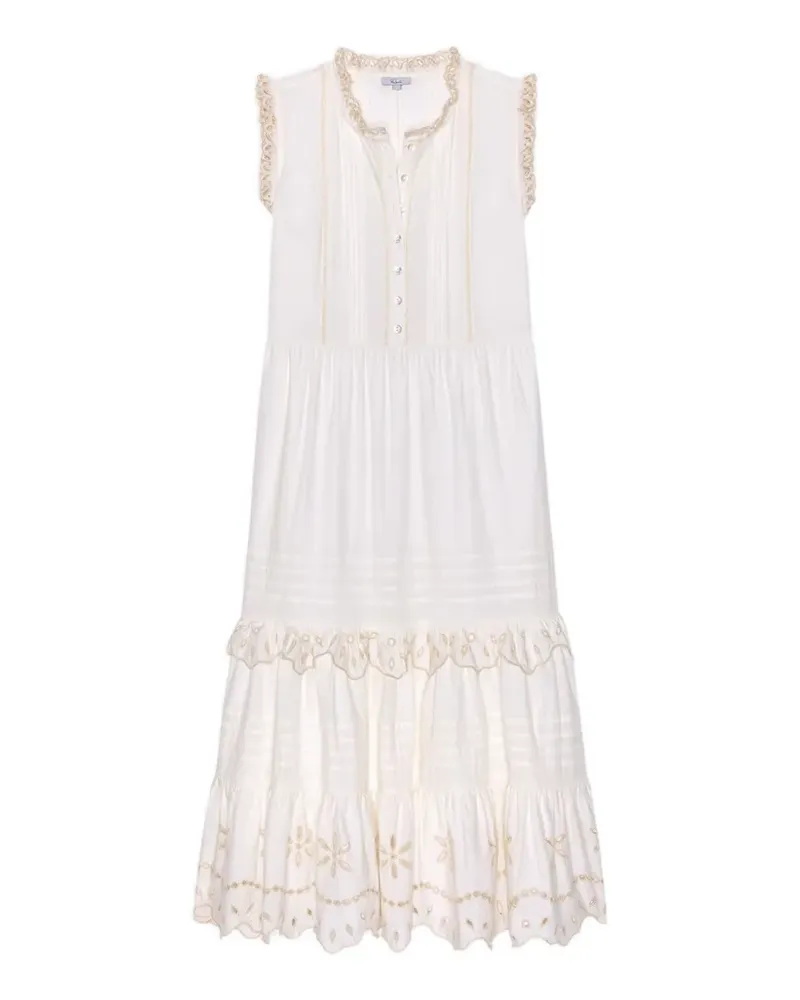 RAILS embroidered tiered midi dress - Weiß Weiß